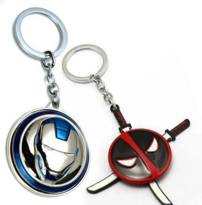 Jainsburys Combo of Deadpool Sword Rotating keychain & Ironman Face Rotating keychain Key Chain