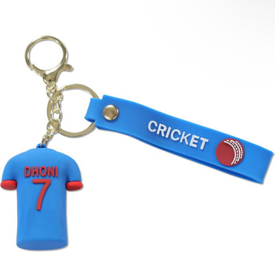 SRG PVC Indian Cricketer MS Dhoni Jersey Keychain with Strap Key Chain
