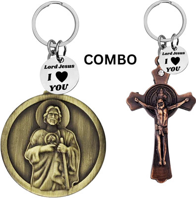 M Men Style Lord Jesus Keychain Combo– Sacred Heart Religious Keyring Set SkeyCom630-662 Key Chain