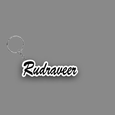 SY Gifts SYG Rudraveer Name Keychain White And Black Key Chain