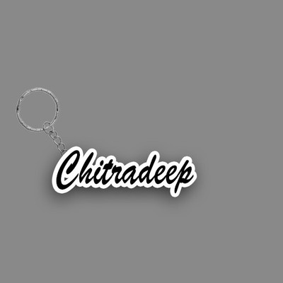 SY Gifts SYG Chitradeep Name Keychain White And Black Key Chain