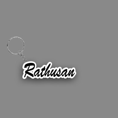 SY Gifts SYG Rathusan Name Keychain White And Black Key Chain