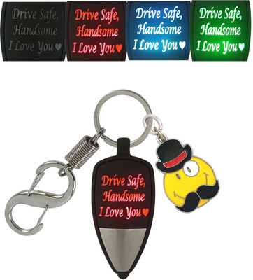 SHOKY LOOKS Beautiful Drive Safe Handsome I Love You Light With Smiley Face Locking Lock Key Chain