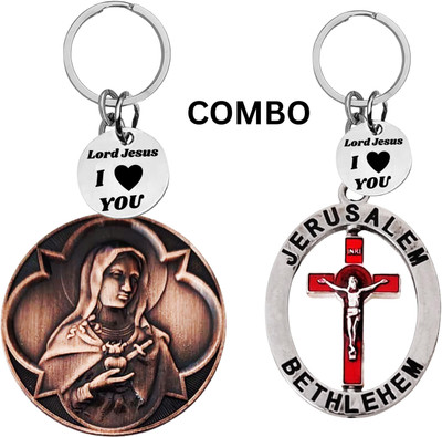 The Men Gift Lord Jesus Keychain Combo– Sacred Heart Religious Keyring Set ShivkeyCom626-671 Key Chain