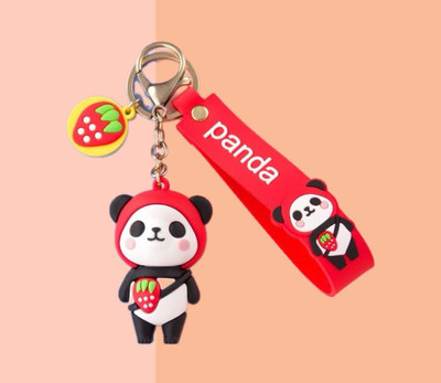 SHRI JI Fruit Panda Keychain with Strap and Charm Strawberry Fruit Keychain (Red) Key Chain