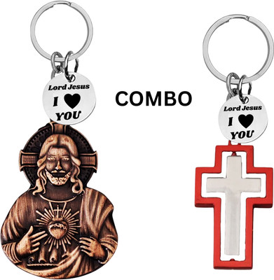 M Men Style Lord Jesus Keychain Combo– Sacred Heart Religious Keyring Set SkeyCom632-678 Key Chain