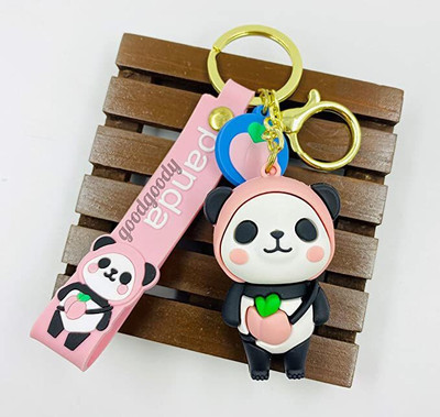 gtrp keychain-Cute Panda with Strap Heavy Quality Pink Key Chain