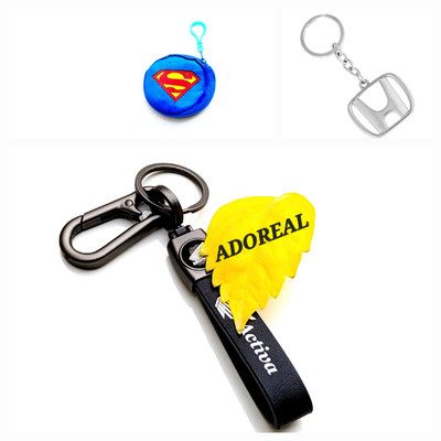 ADOREAL Activa Keychain Black Leather Hook Pack Of 3 Pouch Free Key Chain