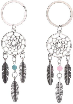 AIR9999 Set Of 2 Dream Catcher With Rose Quartz And Turquoise Crystal Key Ring Key Chain