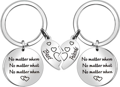 M Men Style 2pcs Best Friends Keychain- No Matter Where BFF Gift KeyS40 Key Chain