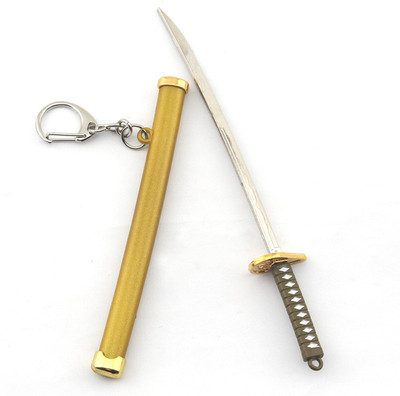 Hiddenleafstore Gold Katana Keychain with Scabbard – Mini Samurai Sword (Unsharpened) Key Chain