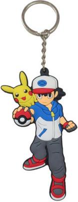 PEARLISH Pikachu Pokemon Premium Quality Double Sided Rubber Keychain Key Chain