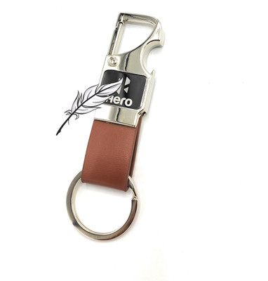 Jdp Novelty Metal Leather Opner Keychain for Hero Bikes Brown Colour Key Chain