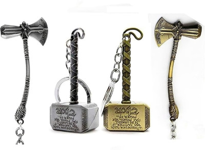 Keycharm Marvel Thor’s Hammer & Strombreaker Metal Keychain Combo | For Car & Bike Keys | Key Chain