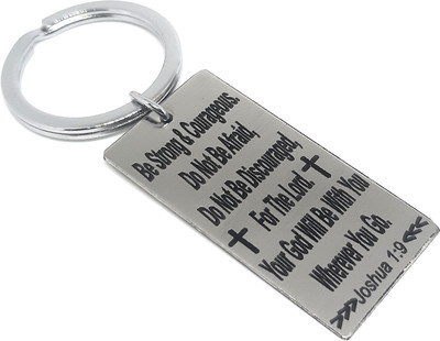 Aura Religious Inspirational Gift Keychain For Men Women Boys Girls Bible Verses 1:9 Key Chain