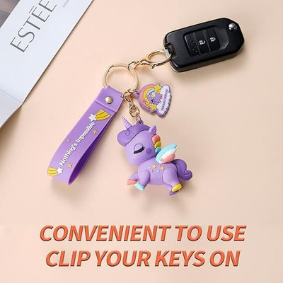 Vadhavan Keychain for Kids (1 Pcs) Unicorn Theme, Metal Hook Keyring Key Chain