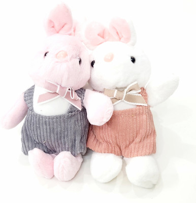 ADOREAL Rabbit Soft Toy Keychain And Keyring Pink And White Color Combo Pack Key Chain