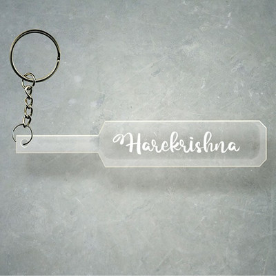 SY Gifts Cricket Bat Logo Design With Harekrishna Name Key Chain