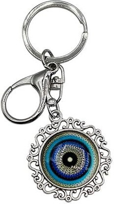 Tej Gifts Blue Evil Eye Silver Metal Anti-Rust Keychain for Car/Bike/Home Keys-circle Key Chain