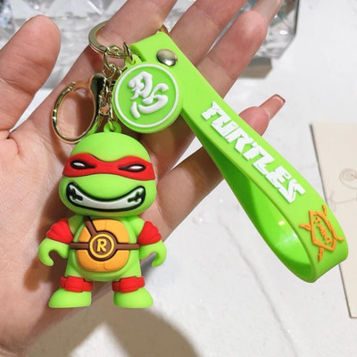 Mubco Ninja Turtles Raphael 3D Keychain Strap Charm & Hook PVC Cartoon Model Toys Gift Key Chain