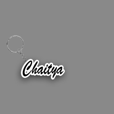 SY Gifts SYG Chaitya Name Keychain White And Black Key Chain