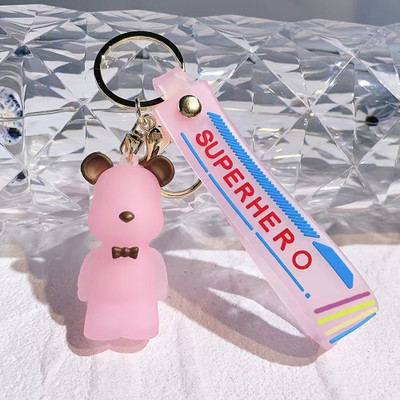 SRG Crystal Teddy Bear shaped Keychain Pink Key Chain