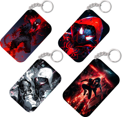 gravity Premium (Pack of 4) Spiderman Printed Key Chain