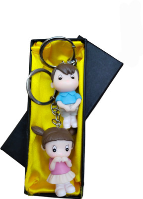JNDecor Sweet Couple Unique Design Ceramic Toy Keychain For Couples (Multicolour) Key Chain