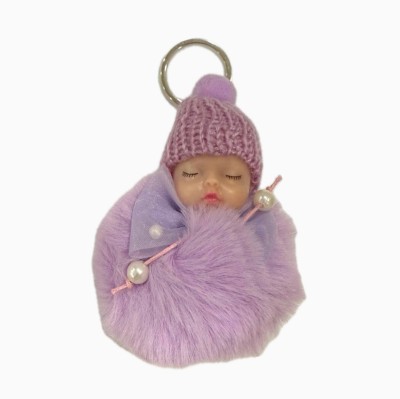 SHRI JI Cute Sleeping Baby Doll Keychain PURPLE Key Chain