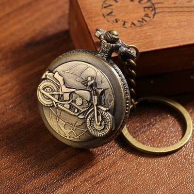 GT Gala Time Antique Bike theme Pocket Watch Car Bike Key Chain with Key Ring Men, Woman Gift Key Chain