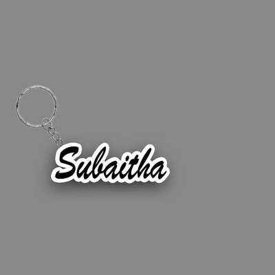 SY Gifts SYG Subaitha Name Keychain White And Black Key Chain