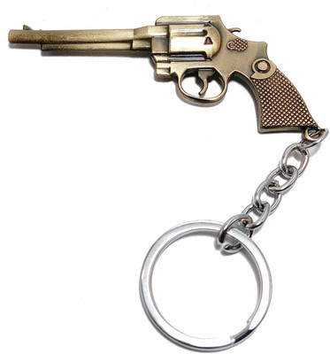 kd collections KD-RVL-GL Revolver Gun Pistol Shaped Metal Keychain for Bike & Cars - Pack of 1 Key Chain