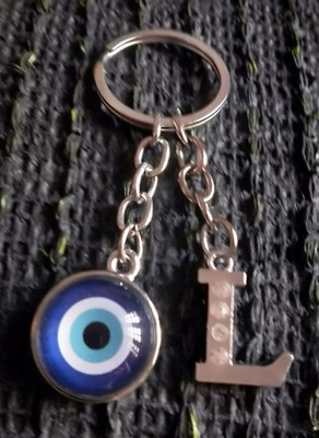Meeko.com L Letter With Evil Eye Key Chain 04l Key Chain