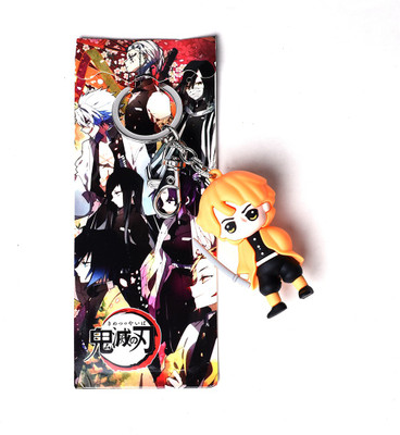 Daiyamondo Zenitsu Demon Slayers 3D keychain Orange boy Keychian With Box Packing Silicon Key Chain