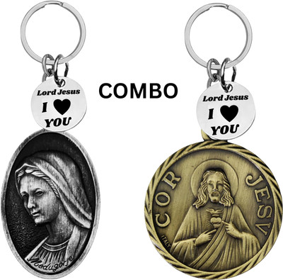 M Men Style Double Sided Jesus & Mary Keychain Religious Key Ring Catholic Gift Com643-624 Key Chain