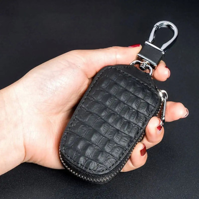 pepplo Car Key case,Genuine Leather Car Key Chain Keychain Holder(Black,Pack of 1) Key Chain
