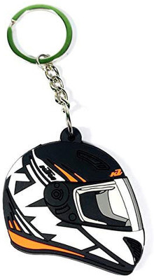 KTM Double Said Helmet Shape Rubber Keychain For Bikes Key Chain