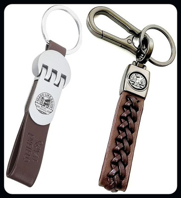 MAG BEE Styling Royal Enfield (Leather & Zigsaw - Brown) Bike Keyringpo 2-Premium Key Chain
