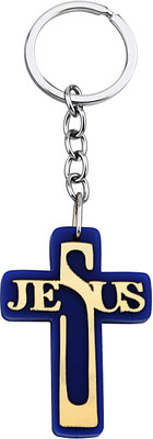 BLESSINGS Jesus Acrylic Blue Cross Key Chain