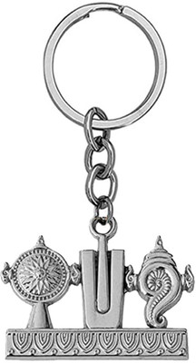 mik Lord Shri Tirupati Balaji Tilak Shankha Chakra Tilak White Red Metal Key Chain