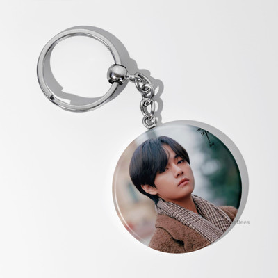 PurpleBees BTS V TAEHYUNG brown coat keychain for BTS k-pop fan merch gift Metal 58mm Key Chain