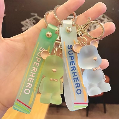 SRG Crystal Teddy Bear shaped Keychain Blue Green Key Chain