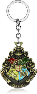 Meeko.com Keychain-Harry Potter Hogwards School logo Gold metal keychain Key Chain