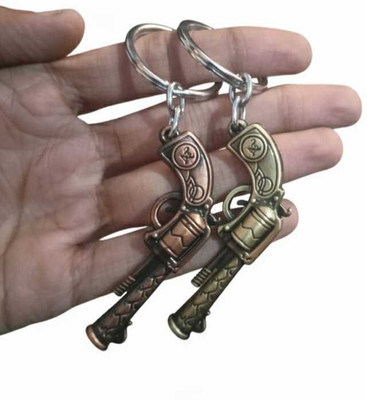 Keychain Revolver Gun Pistol Shaped Metal For Bike & Car Pack of 2 Key Chain