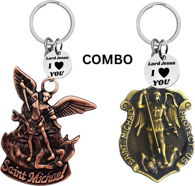 M Men Style Double-Sided Saint Michael Keychain – Jesus Christ Key Ring Medal Com647-645 Key Chain