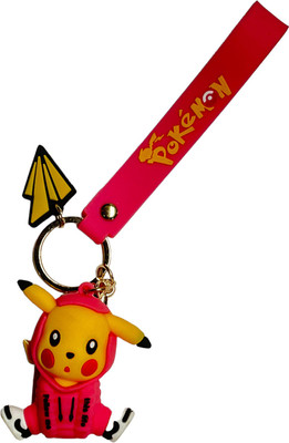 Skycart Cool Pikachu 3D Silicon Keychains + Bagcharm + Strap Key Chain