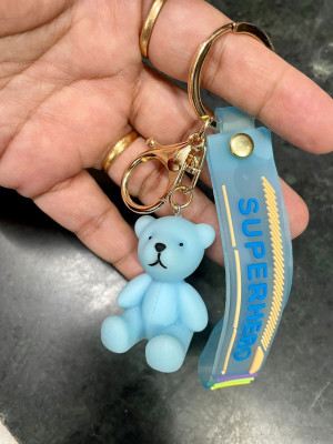 gtrp keychain-Cute 3D Teddy Bear With Charm (Blue)) Key Chain