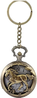 K C Classic Retro Vintage HORSE Pocket Watch Keychain Key Chain