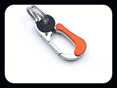 MAG BEE Stylish Hook Locking Silver Carabiner Double Ring Hook-kC718-Premium Key Chain