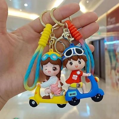 SRG Cute yellow blue Scooter Keychain with Charm Pack of 2 Key Chain